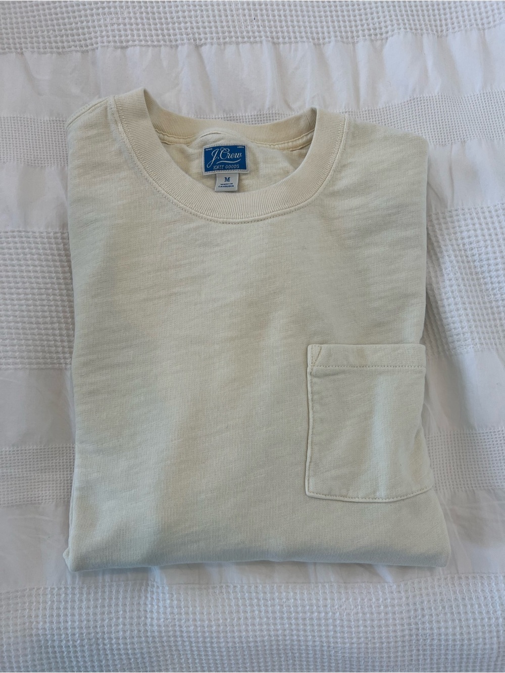 J.Crew Medium Garment-Dyed Pocket Crewneck Sweatshirt in Pale Yellow